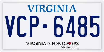VA license plate VCP6485