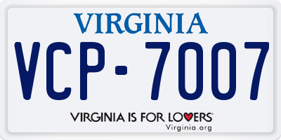 VA license plate VCP7007