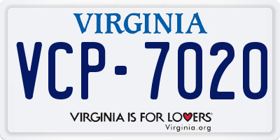 VA license plate VCP7020