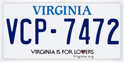 VA license plate VCP7472