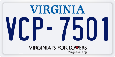 VA license plate VCP7501
