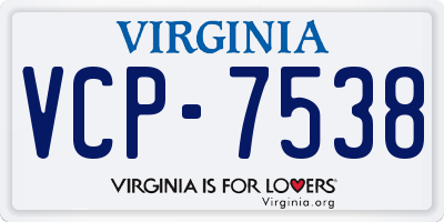 VA license plate VCP7538