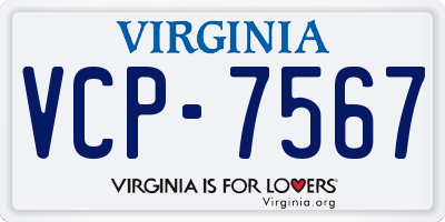 VA license plate VCP7567
