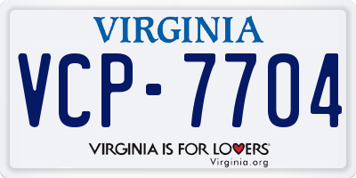 VA license plate VCP7704