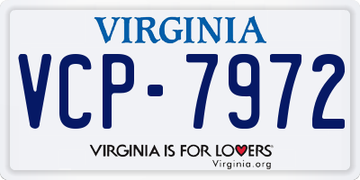 VA license plate VCP7972