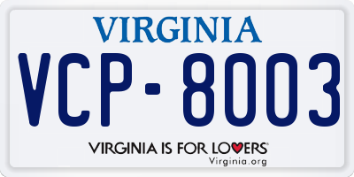 VA license plate VCP8003