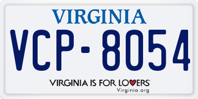 VA license plate VCP8054
