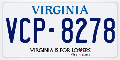 VA license plate VCP8278