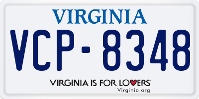 VA license plate VCP8348
