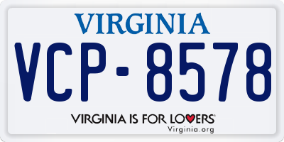 VA license plate VCP8578