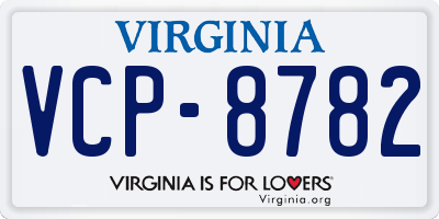 VA license plate VCP8782