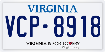 VA license plate VCP8918