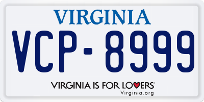 VA license plate VCP8999