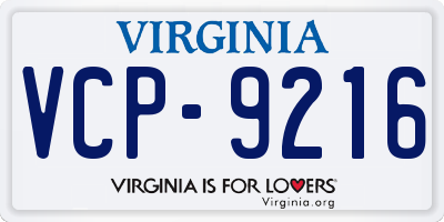 VA license plate VCP9216