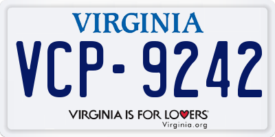 VA license plate VCP9242