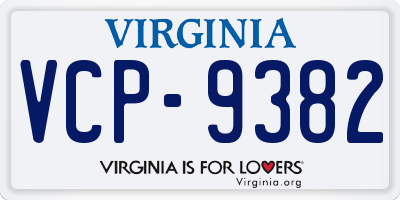 VA license plate VCP9382