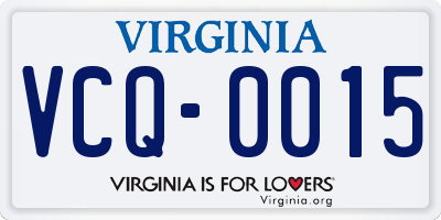 VA license plate VCQ0015