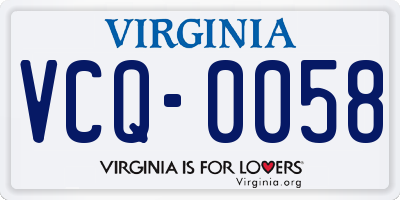 VA license plate VCQ0058