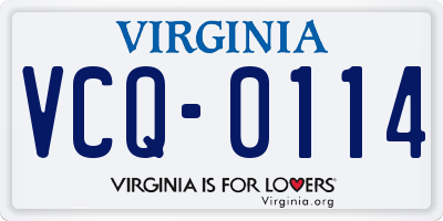 VA license plate VCQ0114