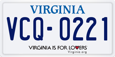 VA license plate VCQ0221