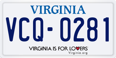 VA license plate VCQ0281