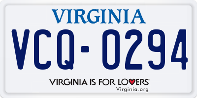VA license plate VCQ0294