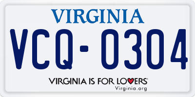 VA license plate VCQ0304