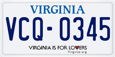VA license plate VCQ0345