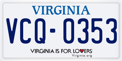 VA license plate VCQ0353