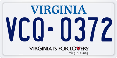VA license plate VCQ0372