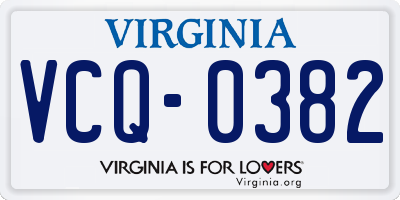 VA license plate VCQ0382