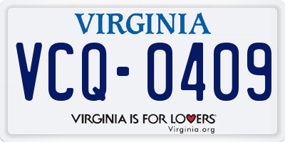 VA license plate VCQ0409