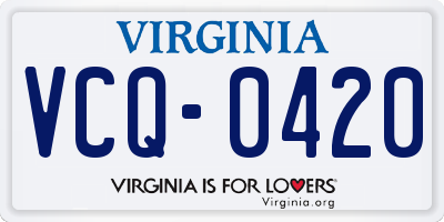 VA license plate VCQ0420