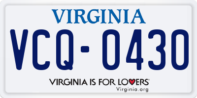 VA license plate VCQ0430