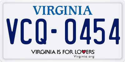 VA license plate VCQ0454