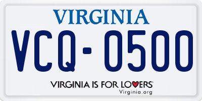VA license plate VCQ0500