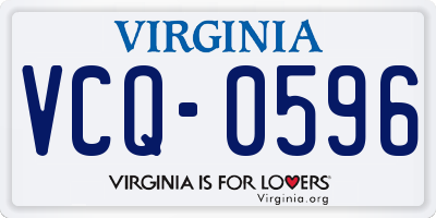 VA license plate VCQ0596