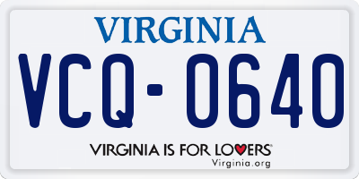 VA license plate VCQ0640