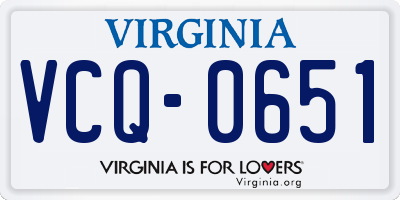 VA license plate VCQ0651