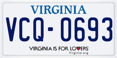 VA license plate VCQ0693