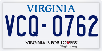 VA license plate VCQ0762