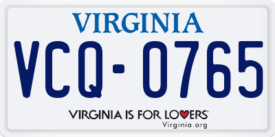 VA license plate VCQ0765