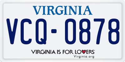 VA license plate VCQ0878