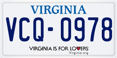 VA license plate VCQ0978