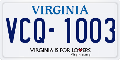 VA license plate VCQ1003