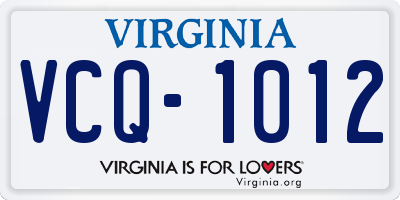 VA license plate VCQ1012