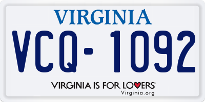 VA license plate VCQ1092