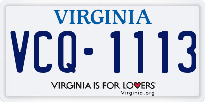 VA license plate VCQ1113
