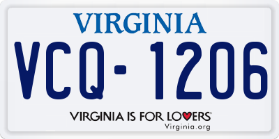 VA license plate VCQ1206