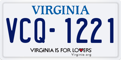 VA license plate VCQ1221